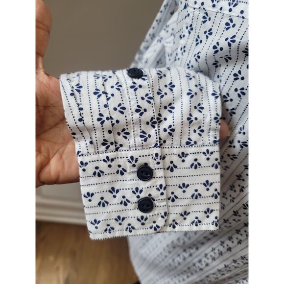 Patagonia Button Up Shirt Women's Size 6 White Blue Organic Cotton Long Sleeve - Picture 10 of 15